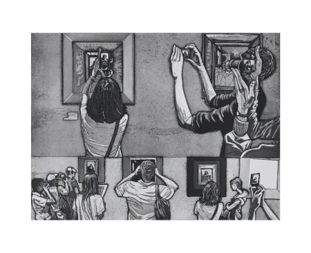 Ets En Aquatint Collin - Le Louvre salle 38 - Vermeer