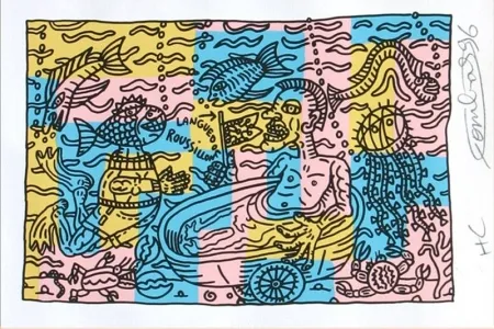 Zeefdruk Combas - Bain dans l'étang