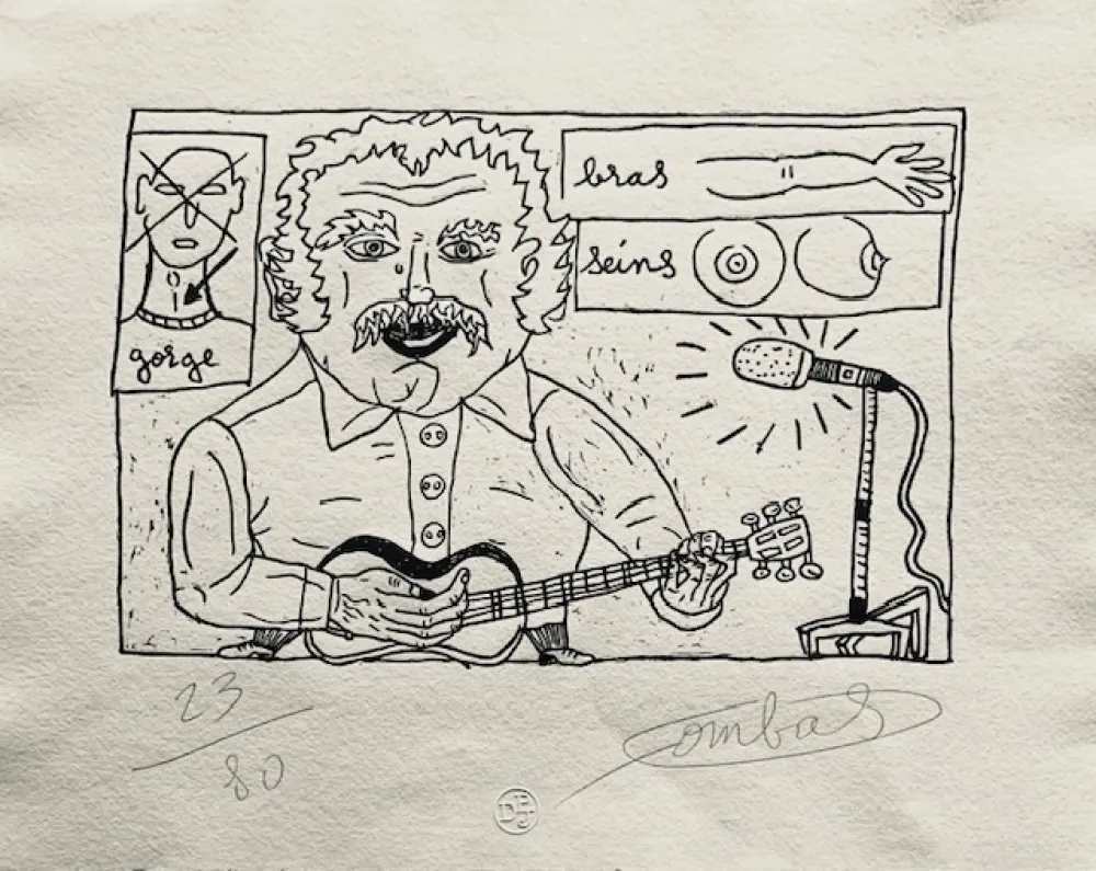 Houtsnede Combas - Gorge bras seins