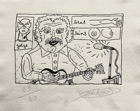 Houtsnede Combas - Gorge bras seins