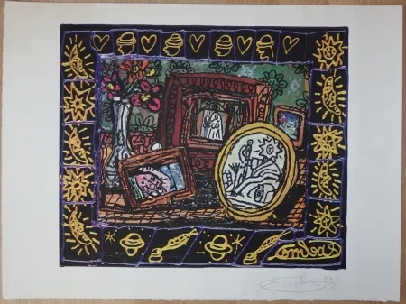 Lithografie Combas - Table aux souvenirs