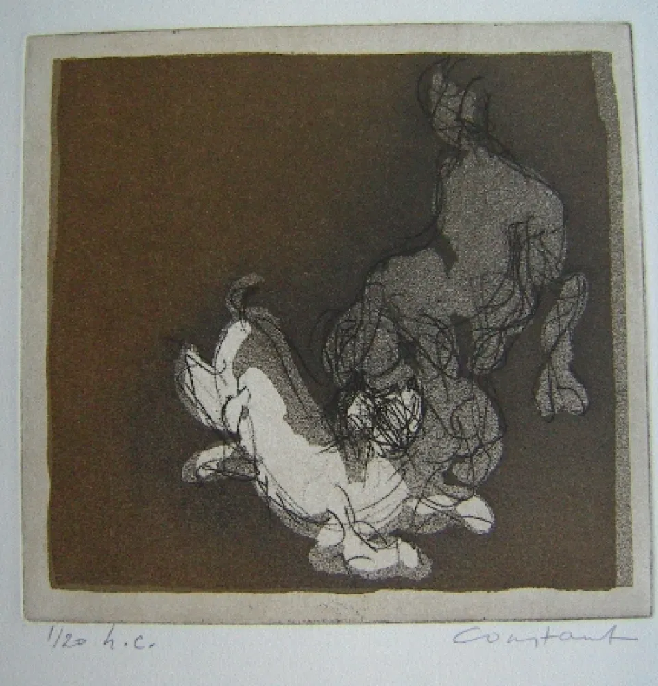 Ets En Aquatint Constant - Deux Chiens