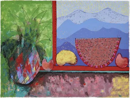 Zeefdruk Cora - Still life with watermelon