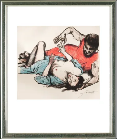 Lithografie Corinth - Seine Linke liegt unter meinem Haupt...