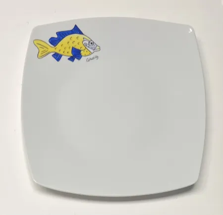 Keramiek Corneille - Assiette Poisson Porcelaine de Limoges peinte à la main
