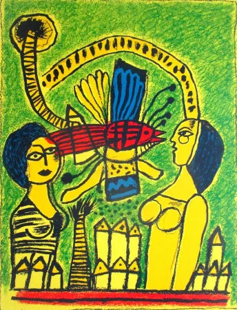 Lithografie Corneille - Deux femmes dans la cité