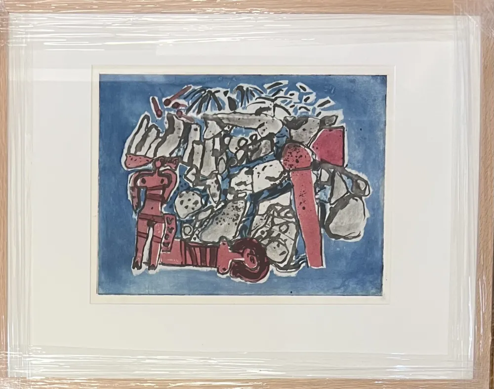 Geen Techniek Corneille - Eau-forte encadrée : Lieu rupestre E/A 