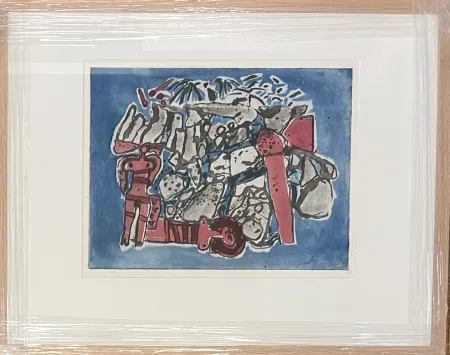 Geen Techniek Corneille - Eau-forte encadrée : Lieu rupestre E/A 