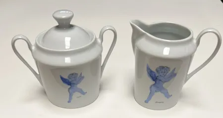 Keramiek Corneille - Ensemble sucrier + Pot à lait L'Ange d'après Rubens, Porcelaine de Limoges, 2002