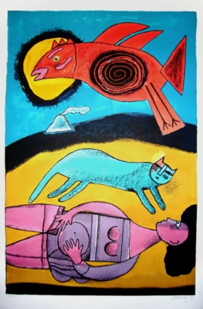 Lithografie Corneille - Granbd oiseau du désert