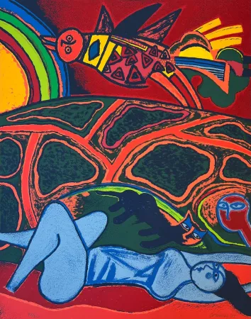 Lithografie Corneille - Grande terre arc en ciel 