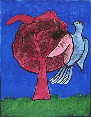 Lithografie Corneille - L'Arbre Rouge