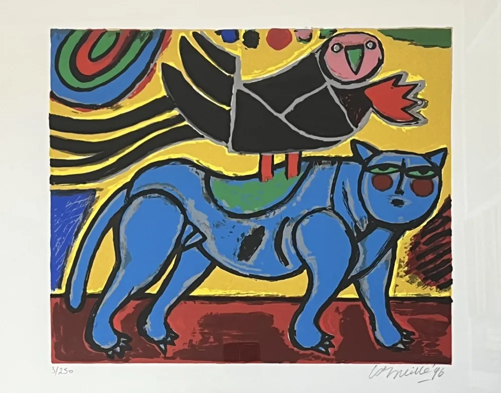 Zeefdruk Corneille - Le chat bleu - Petite musique du printemps, 1996