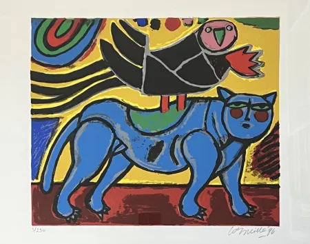 Zeefdruk Corneille - Le chat bleu - Petite musique du printemps, 1996