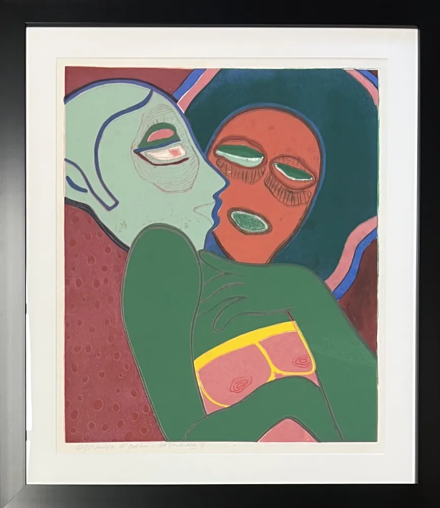 Ets En Aquatint Corneille - Les amants, eau-forte, 1975