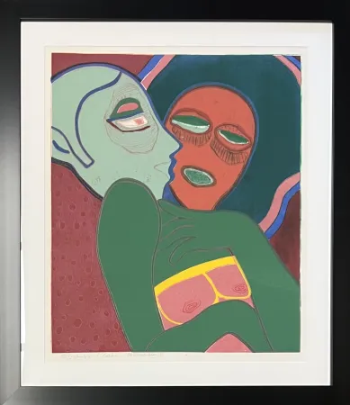 Ets En Aquatint Corneille - Les amants, eau-forte, 1975
