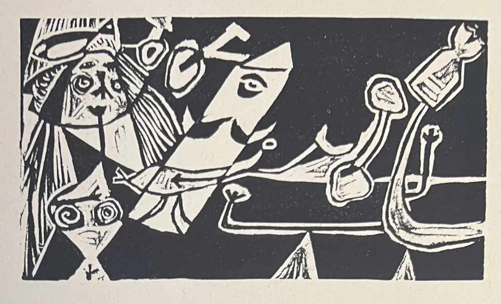 Linosnede Corneille - Linogravure Cobra La Belle d'une journée 1949