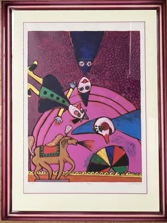 Lithografie Corneille - Lithographie encadrée Le Cirque / Circus - 1990