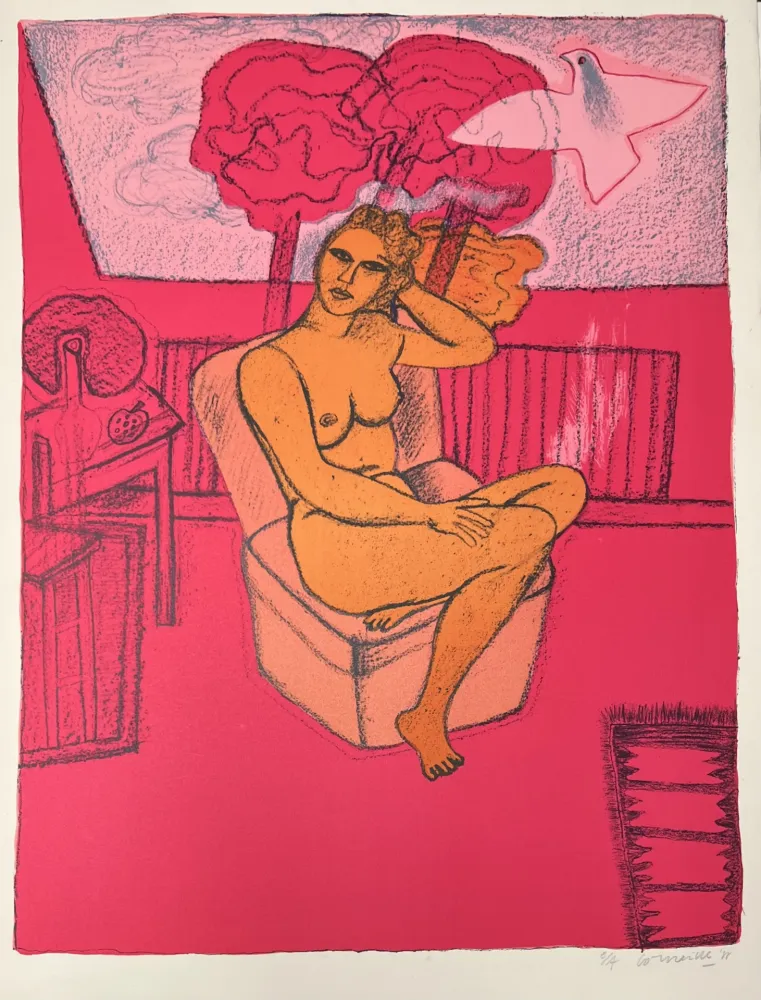 Lithografie Corneille - Lithographie Femme à la Fenêtre 1988