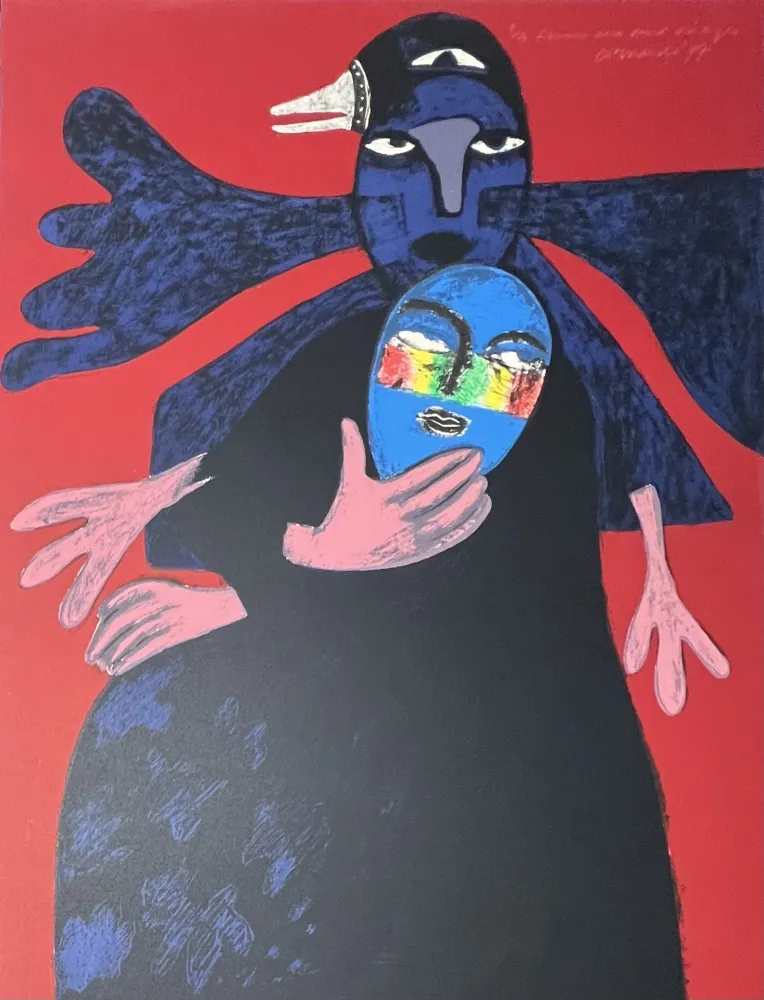 Lithografie Corneille - Lithographie Femme aux deux visages, 1977, E/A