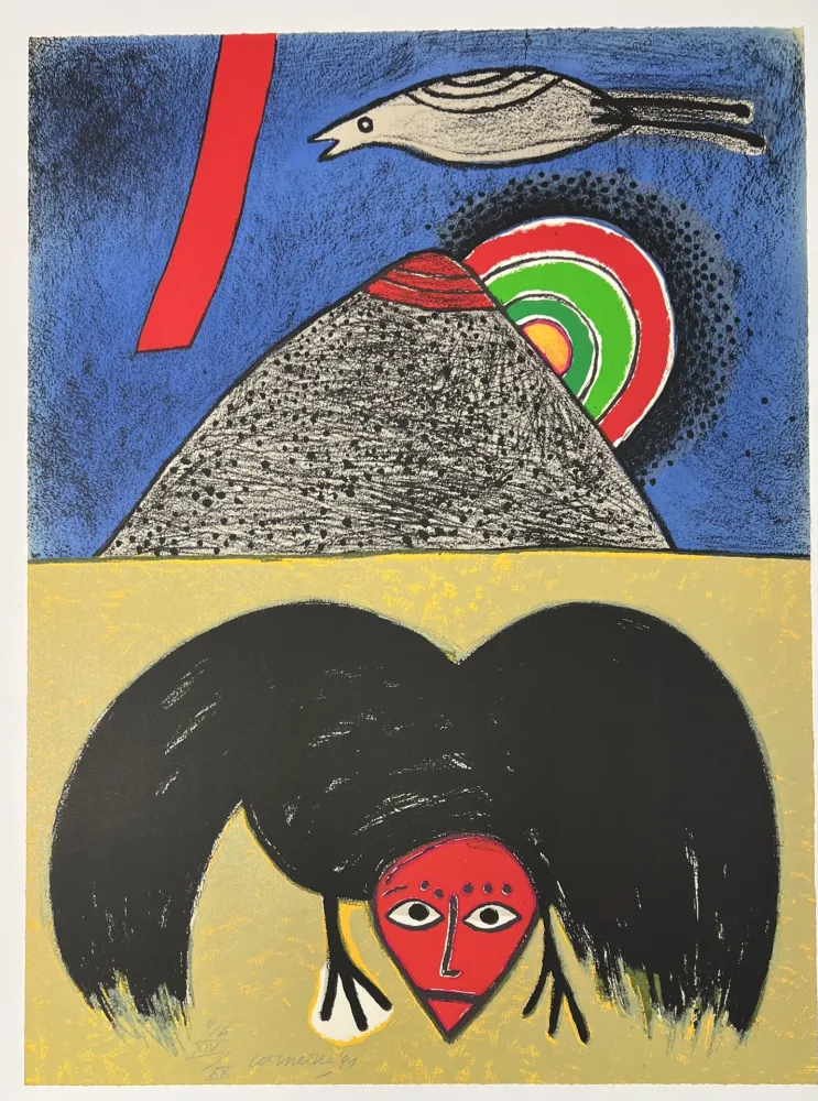 Lithografie Corneille - Lithographie  Le corbeau - Hommage à Edgar Allan Poe