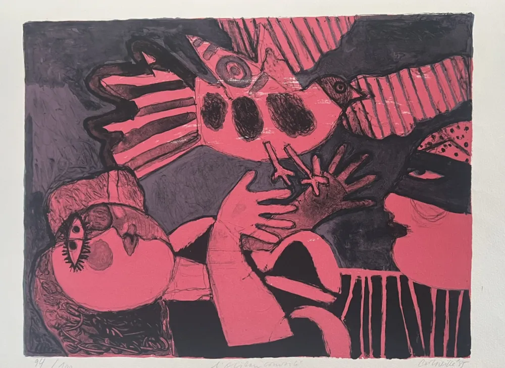 Lithografie Corneille - Lithographie L'oiseau convoité, 1985