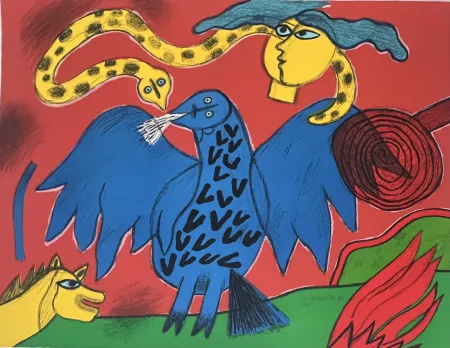 Lithografie Corneille - Lithographie Mémoire de Bali, 1993