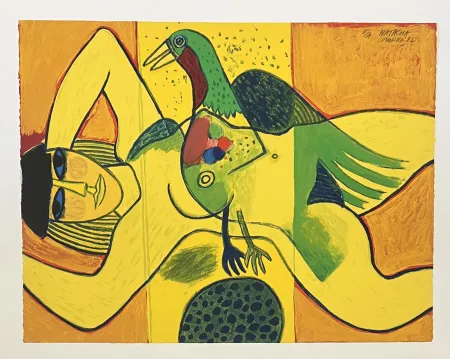 Lithografie Corneille - Lithographie Nu jaune, 1982