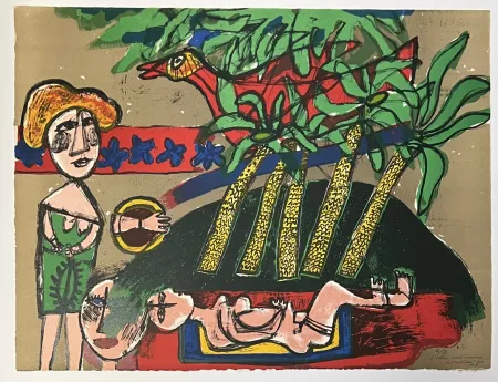 Lithografie Corneille - Lithographie Scène Mexicaine 1970