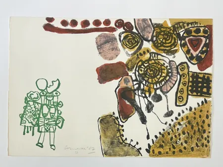 Lithografie Corneille -  Lithographie  signée Femme d'aube et de nuit, 1967