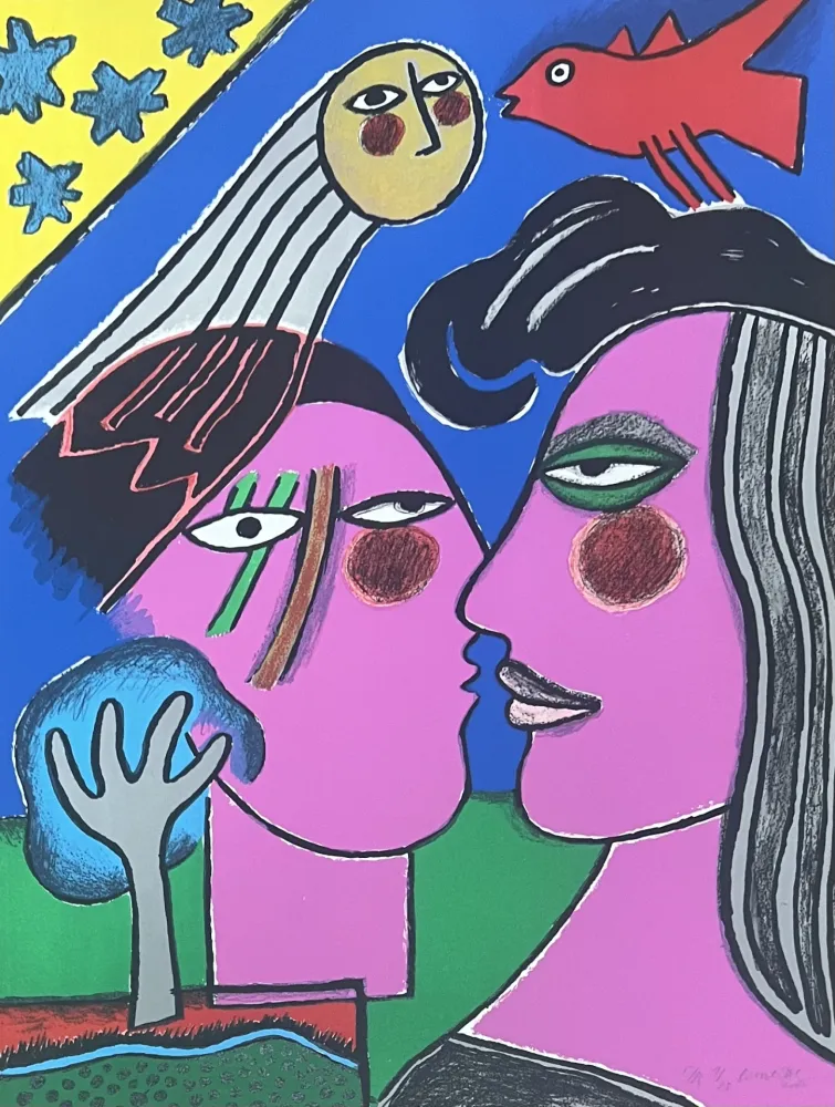 Lithografie Corneille - Lithographie Sous le Ciel étoilé 2000, E/A 1/20