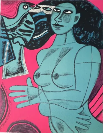 Lithografie Corneille -  Lithographie Tendre est l'oiseau 1991