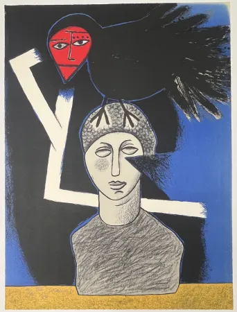 Lithografie Corneille - Lithographie The Raven 1991 E/A - Le corbeau - Hommage à Edgar Allan Poe