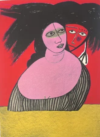 Lithografie Corneille - Lithographie The Raven 1991 E/A - Le corbeau - Hommage à Edgar Allan Poe