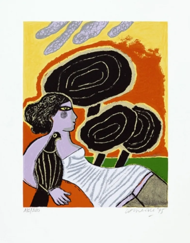 Zeefdruk Corneille - L'oiseau attentif