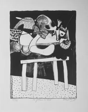 Lithografie Corneille - Rare lithographie La femme au chat, 1975 - 15 ex. 
