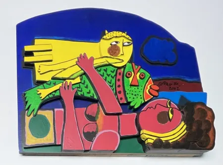 Multiple Corneille - Sculpture en bois signée : Eté Baroque II