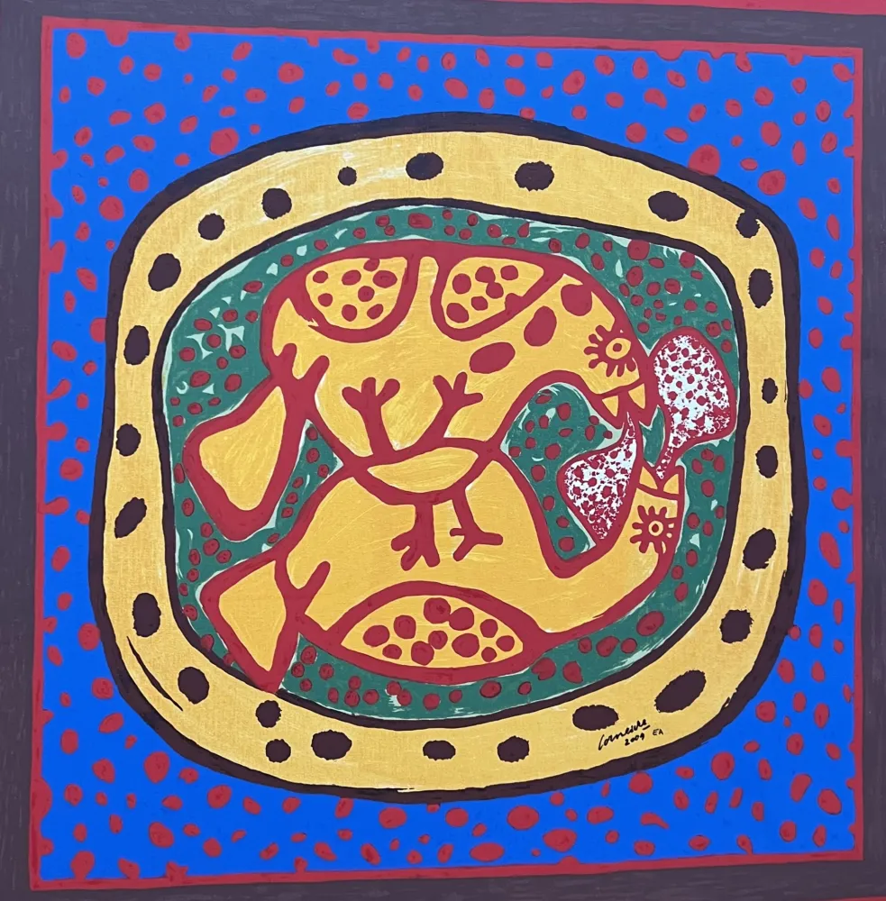 Geen Techniek Corneille - Sérigraphie sur toile Love Birds, E/A- Encadrée