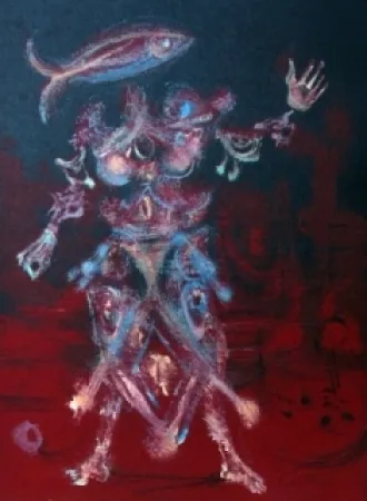 Lithografie Coutaud - Chevalier au poisson