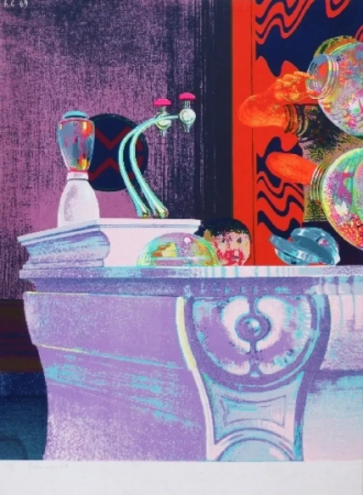 Zeefdruk Cremonini - Enfant au bar