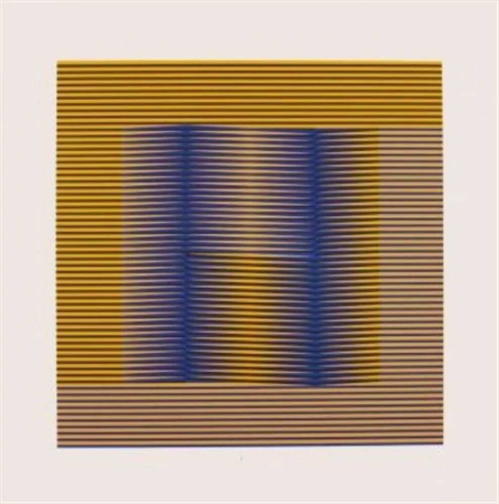 Zeefdruk Cruz-Diez - COMPOSITION EN JAUNE ET VILOET