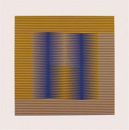 Zeefdruk Cruz-Diez - COMPOSITION EN JAUNE ET VILOET