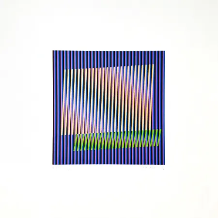 Zeefdruk Cruz-Diez - Induction chromatique de doble frecuencia 