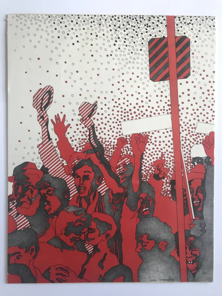 Lithografie Cueco - Manifestation