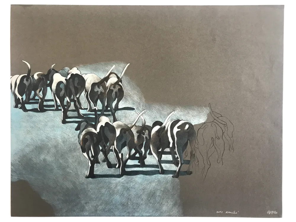 Lithografie Cueco - Meute de chiens I