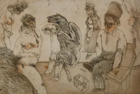 Ets En Aquatint Cuevas - Autorretrato en Blanes