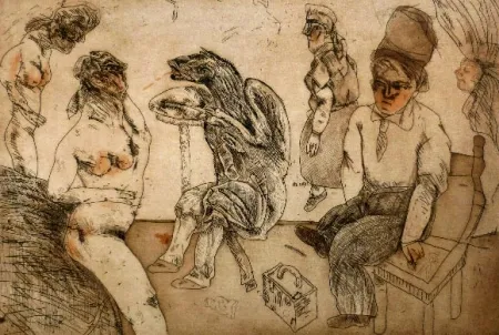 Ets En Aquatint Cuevas - Autorretrato en Blanes