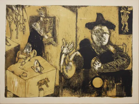 Lithografie Cuevas - Le repas du magicien