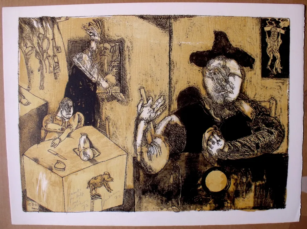 Lithografie Cuevas - Le repas du magicien