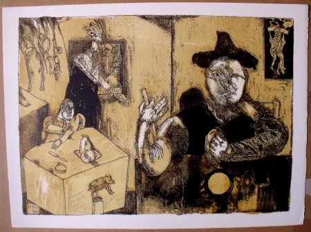 Lithografie Cuevas - Le repas du magicien